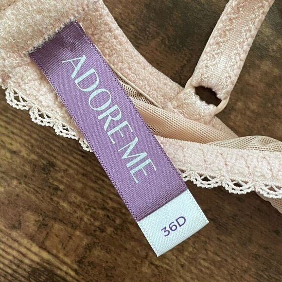 Adore Me 36D Bra Beige Nude Cinthia Unlined Full Coverage Sheer Lace Underwire - Picture 8 of 9